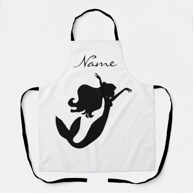 Black Mermaid Silhouette Thunder_Cove Apron (Front)
