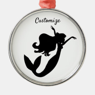 Black Mermaid Silhouette Thunder_Cove Metal Tree Decoration