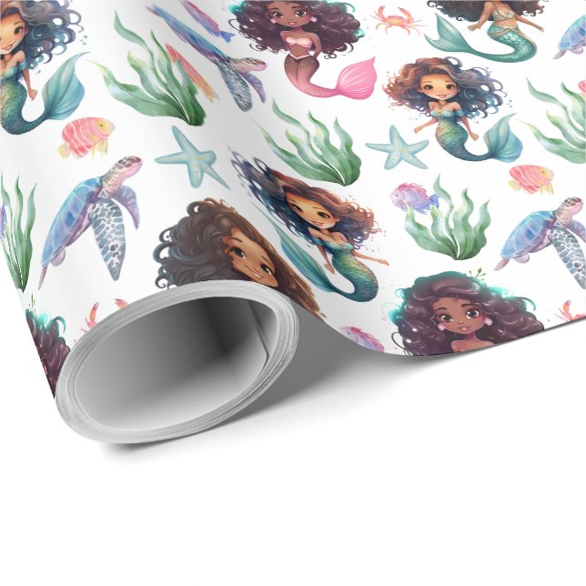 Black Mermaids Wrapping Paper.  Wrapping Paper (Roll Corner)