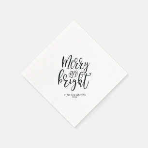Black Merry & Bright Christmas Party Napkins
