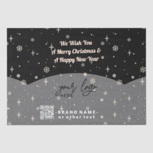 Black Merry Christmas Business Logo QR code Tissue Paper