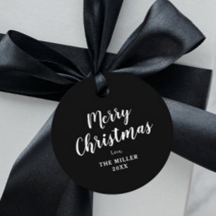 Black Merry Christmas Gift Favour Tags