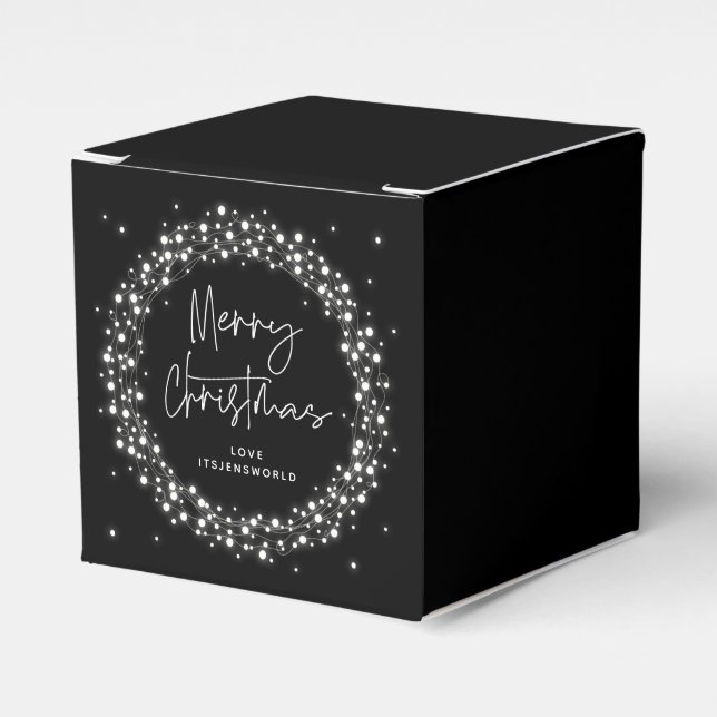 Black Merry Christmas Sparkling Lights Favour Box (Front Side)