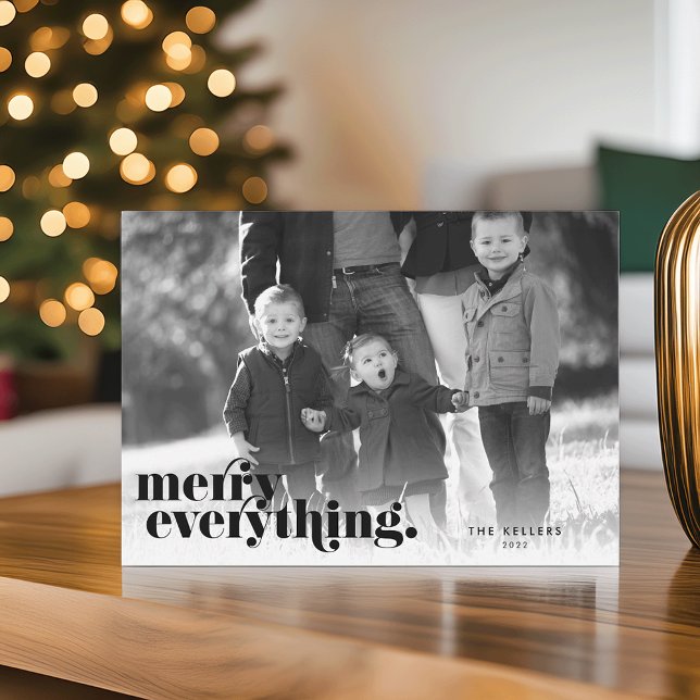 Black | Merry Everything Photo Holiday Card (Creator Uploaded)