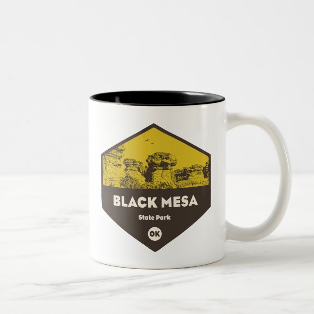 Black Mesa State Park Oklahoma Two-Tone Coffee Mug (Right)