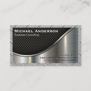 Black Mesh and Metallic   Steel Border Business Card