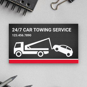 Black Mesh Car Towing Service Tow Truck Business Card
