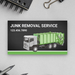 Black Mesh Junk Removal Service Garbage Truck Business Card