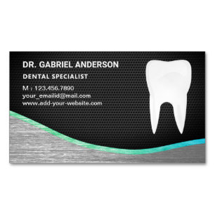 Black Mesh Steel Tooth Dental Clinic Dentist Magnetic Business Card
