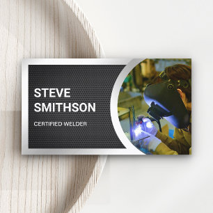 Black Mesh Steel Welding Fabricator Welder Business Card