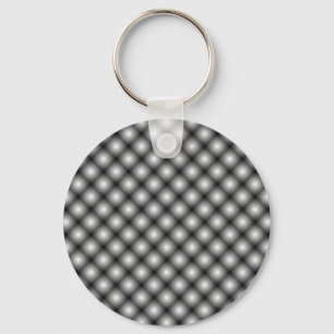 Black Mesh White Balls Moire by Kenneth Yoncich Key Ring