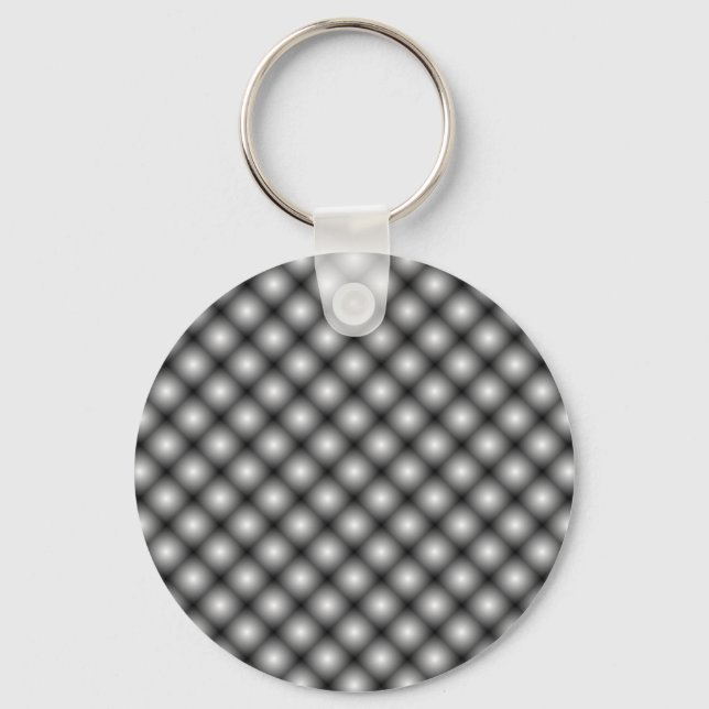 Black Mesh White Balls Moire by Kenneth Yoncich Key Ring (Front)