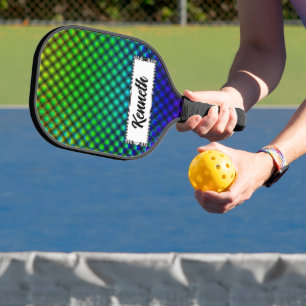 Black Mesh White Balls Moire by Kenneth Yoncich Pickleball Paddle