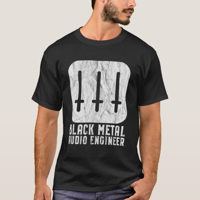 Black Metal Audio Engineer Inverted Crosses Sound  T-Shirt (Front)