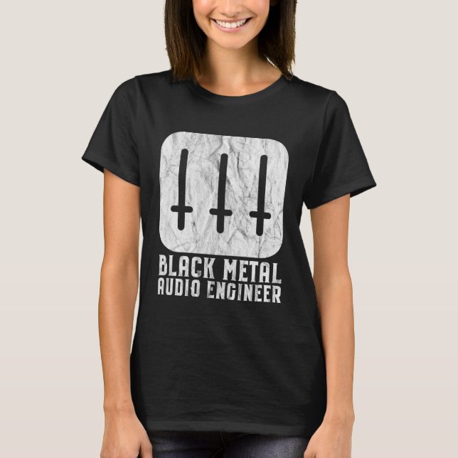 Black Metal Audio Engineer Inverted Crosses Sound  T-Shirt (Front)
