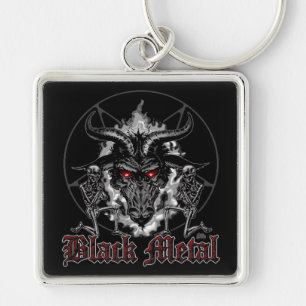 Black Metal Baphomet Key Ring