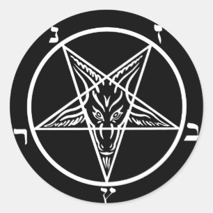 black metal, baphomet of darkness! classic round sticker