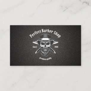 Black Metal Beard Modern Elegant Barber Salon Business Card