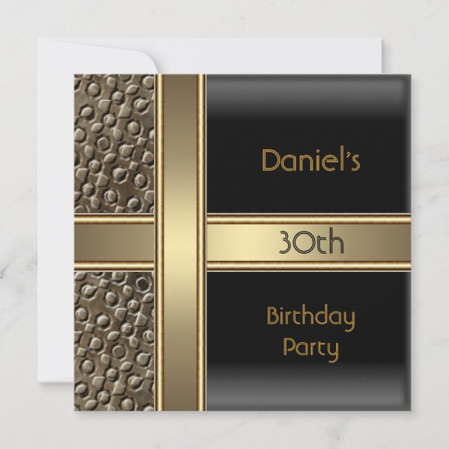 Black Metal  Bronze 30th Birthday Party Mens Invitation (Front)