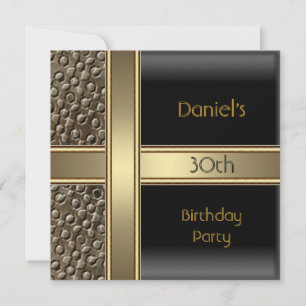 Black Metal  Bronze 30th Birthday Party Mens Invitation