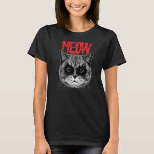 Black Metal Cat Corpse Paint Meow  Metalhead Music T-Shirt
