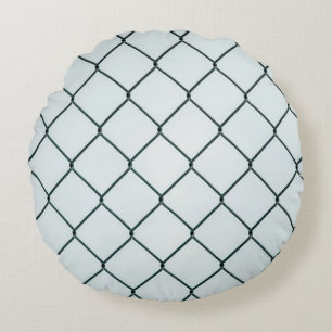 Black metal chain link fence round cushion