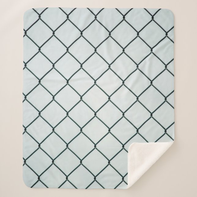 Black metal chain link fence sherpa blanket (Front)