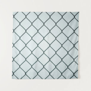Black metal chain link fence tapestry