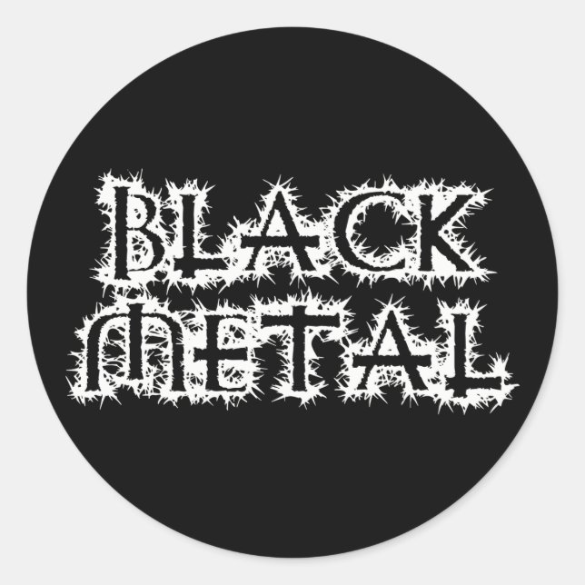 Black Metal Classic Round Sticker (Front)