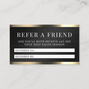 Black metal faux texture elegant referral  business card