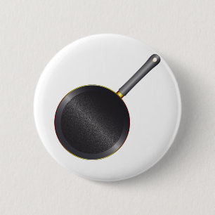 Black Metal Frying Pan 6 Cm Round Badge