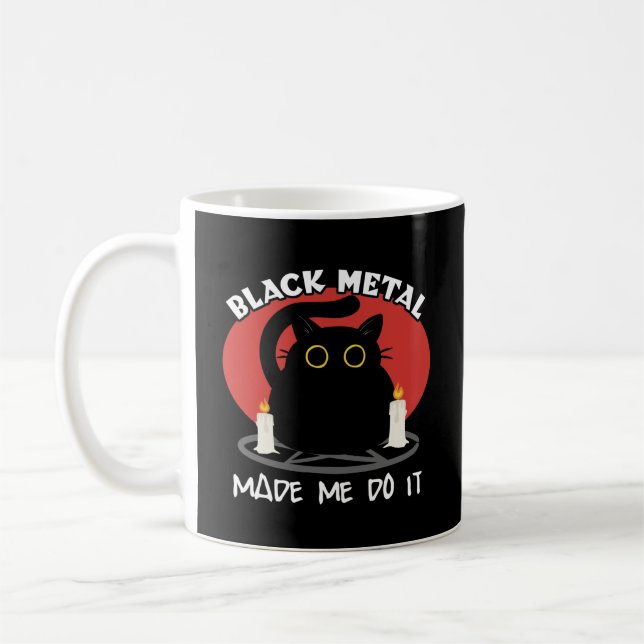 Black Metal Funny Quote | Satanic Black Cat Coffee Mug (Left)