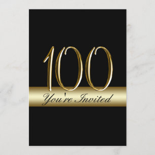 Black Metal Gold Print 100th Birthday Invitations