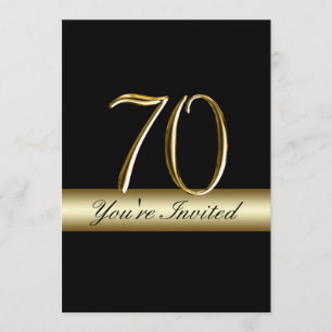 Black Metal Gold Print 70th Birthday Invitations