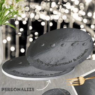 Black metal loft-style man's party paper plate