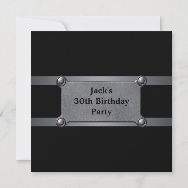 Black Metal Mans 30th Birthday Party Invitation (Front)