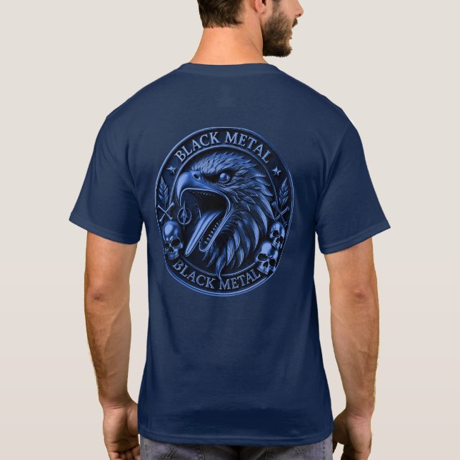 Black metal medal - 3 dead skulls with eagle T-Shirt (Back)