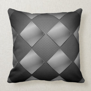 Black Metal & Mesh Diamond Pattern Throw Pillow