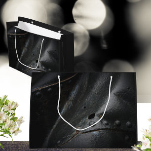 Black metal minimalist man's party large gift bag