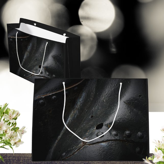 Black metal minimalist man's party large gift bag (Creator Uploaded)