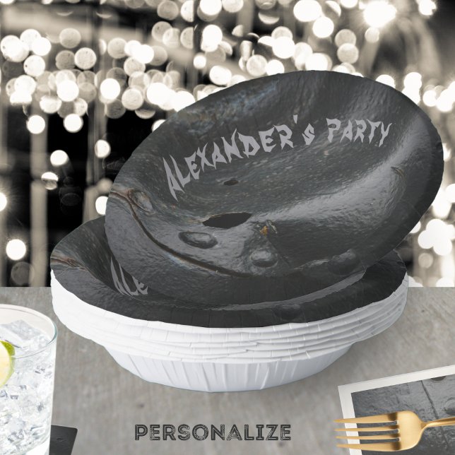 Black metal minimalist man's party  paper plate (Creator Uploaded)