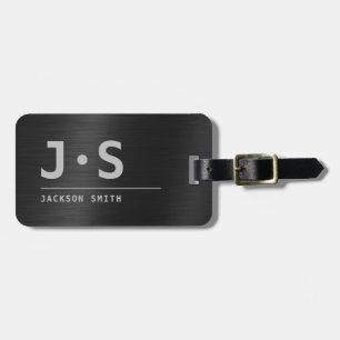 Black Metal Modern Simple Personalised Name Luggage Tag