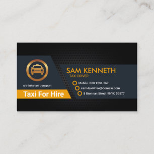 Black Metal Plate Column Taxi Driver Transport Business Card
