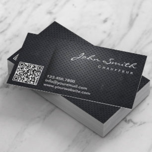 Black Metal QR Code Chauffeur Business Card