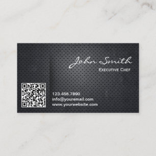 Black Metal QR Code Chef Business Card