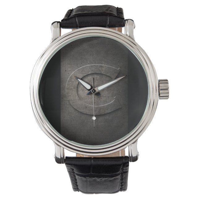 Black Metal Rustic C Monogram Watch (Front)