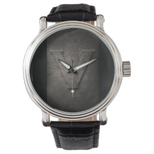 Black Metal Rustic V Monogram Watch