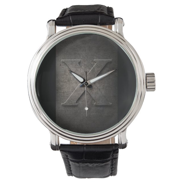 Black Metal Rustic X Monogram Watch (Front)