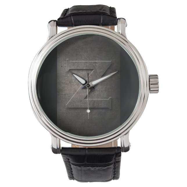 Black Metal Rustic Z Monogram Watch (Front)