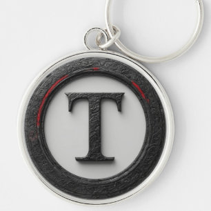 🔴 Black Metal T Monogram Emblem 🔴 Key Ring